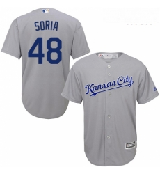 Mens Majestic Kansas City Royals 48 Joakim Soria Replica Grey Road Cool Base MLB Jersey Mens Majestic Kansas City Royals 48 Joakim Soria Replica Grey Road Cool Base MLB Jersey