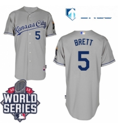 Mens Majestic Kansas City Royals 5 George Brett Authentic Grey Road Cool Base 2015 World Series Mens Majestic Kansas City Royals 5 George Brett Authentic Grey Road Cool Base 2015 World Series