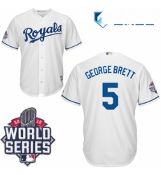 Mens Majestic Kansas City Royals 5 George Brett Replica White Home Cool Base 2015 World Series Patch MLB Jersey Mens Majestic Kansas City Royals 5 George Brett Replica White Home Cool Base 2015 World Series Patch MLB Jersey
