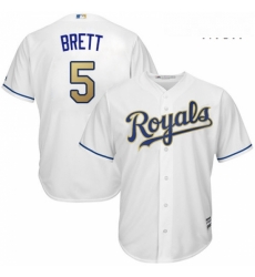 Mens Majestic Kansas City Royals 5 George Brett Replica White Home Cool Base MLB Jersey Mens Majestic Kansas City Royals 5 George Brett Replica White Home Cool Base MLB Jersey
