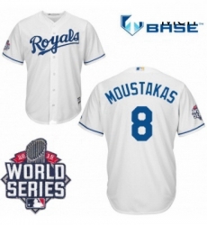 Mens Majestic Kansas City Royals 8 Mike Moustakas Replica White Home Cool Base 2015 World Series Mens Majestic Kansas City Royals 8 Mike Moustakas Replica White Home Cool Base 2015 World Series