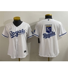 Women Kansas City Royals Team Big Logo White Cool Base Stitched Jersey  1