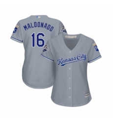 Womens Kansas City Royals 16 Martin Maldonado Replica Grey Road Cool Base Baseball Jersey Womens Kansas City Royals 16 Martin Maldonado Replica Grey Road Cool Base Baseball Jersey