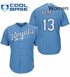 Womens Majestic Kansas City Royals 13 Salvador Perez Authentic Light Blue Alternate 1 Cool Base MLB Jersey Womens Majestic Kansas City Royals 13 Salvador Perez Authentic Light Blue Alternate 1 Cool Base MLB Jersey