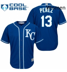 Womens Majestic Kansas City Royals 13 Salvador Perez Replica Blue Alternate 2 Cool Base MLB Jersey Womens Majestic Kansas City Royals 13 Salvador Perez Replica Blue Alternate 2 Cool Base MLB Jersey