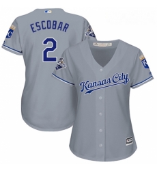 Womens Majestic Kansas City Royals 2 Alcides Escobar Replica Grey Road Cool Base MLB Jersey Womens Majestic Kansas City Royals 2 Alcides Escobar Replica Grey Road Cool Base MLB Jersey