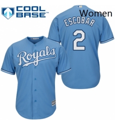Womens Majestic Kansas City Royals 2 Alcides Escobar Replica Light Blue Alternate 1 Cool Base MLB Jersey Womens Majestic Kansas City Royals 2 Alcides Escobar Replica Light Blue Alternate 1 Cool Base MLB Jersey