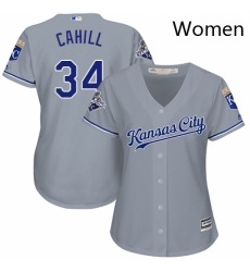 Womens Majestic Kansas City Royals 34 Trevor Cahill Authentic Grey Road Cool Base MLB Jersey Womens Majestic Kansas City Royals 34 Trevor Cahill Authentic Grey Road Cool Base MLB Jersey
