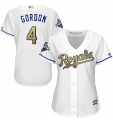 Womens Majestic Kansas City Royals 4 Alex Gordon Authentic White 2015 World Series Champions Gold Program Cool Base MLB Jersey Womens Majestic Kansas City Royals 4 Alex Gordon Authentic White 2015 World Series Champions Gold Program Cool Base MLB Jersey