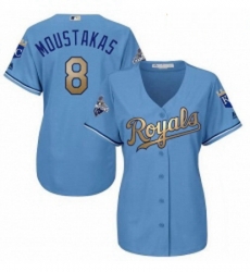 Womens Majestic Kansas City Royals 8 Mike Moustakas Authentic Light Blue 2015 World Series Champions Gold Program Cool Base MLB Jersey Womens Majestic Kansas City Royals 8 Mike Moustakas Authentic Light Blue 2015 World Series Champions Gold Program Cool Base MLB Jersey