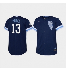 Youth Kansas City Royals 13 Salvador Perez 2022 Navy City Connect Stitched Baseball Jersey Youth Kansas City Royals 13 Salvador Perez 2022 Navy City Connect Stitched Baseball Jersey