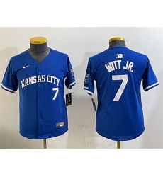 Youth Kansas City Royals 7 Bobby Witt Jr Royal Limited Stitched Baseball Jersey Youth Kansas City Royals 7 Bobby Witt Jr Royal Limited Stitched Baseball Jersey
