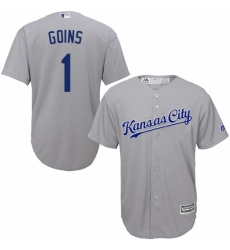 Youth Majestic Kansas City Royals 1 Ryan Goins Authentic Grey Road Cool Base MLB Jersey Youth Majestic Kansas City Royals 1 Ryan Goins Authentic Grey Road Cool Base MLB Jersey