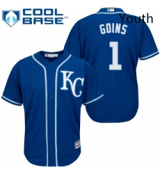 Youth Majestic Kansas City Royals 1 Ryan Goins Replica Blue Alternate 2 Cool Base MLB Jersey Youth Majestic Kansas City Royals 1 Ryan Goins Replica Blue Alternate 2 Cool Base MLB Jersey