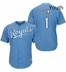 Youth Majestic Kansas City Royals 1 Ryan Goins Replica Light Blue Alternate 1 Cool Base MLB Jersey Youth Majestic Kansas City Royals 1 Ryan Goins Replica Light Blue Alternate 1 Cool Base MLB Jersey
