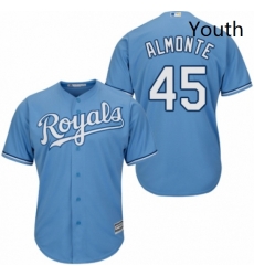 Youth Majestic Kansas City Royals 45 Abraham Almonte Replica Light Blue Alternate 1 Cool Base MLB Jersey Youth Majestic Kansas City Royals 45 Abraham Almonte Replica Light Blue Alternate 1 Cool Base MLB Jersey