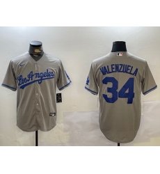 Los Angeles Dodgers 34 Fernando Valenzuela Grey Authentic Collection Stitched MLB Jersey Los Angeles Dodgers 34 Fernando Valenzuela Grey Authentic Collection Stitched MLB Jersey