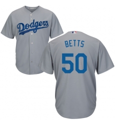 Men Dodgers #50 Mookie Betts Gray Cool Base Jersey Men Dodgers #50 Mookie Betts Gray Cool Base Jersey