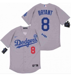 Men Dodgers 8 Kobe Bryant Grey Cool Base Stitched MLB Jersey Men Dodgers 8 Kobe Bryant Grey Cool Base Stitched MLB Jersey