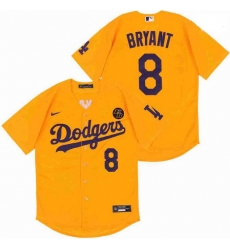 Men Dodgers 8 Kobe Bryant Yellow Cool Base Stitched MLB Jersey Men Dodgers 8 Kobe Bryant Yellow Cool Base Stitched MLB Jersey