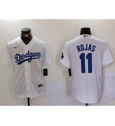 Men Los Angeles Dodgers 11 Miguel Rojas White Cool Base Stitched Baseball Jersey Men Los Angeles Dodgers 11 Miguel Rojas White Cool Base Stitched Baseball Jersey