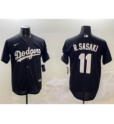 Men Los Angeles Dodgers 11 Roki Sasaki Black Cool Base Stitched Baseball Jersey 1 Men Los Angeles Dodgers 11 Roki Sasaki Black Cool Base Stitched Baseball Jersey 1