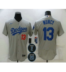Men Los Angeles Dodgers 13 Max Muncy Grey 2 20 Patch Stitched MLB Flex Base Nike Jersey Men Los Angeles Dodgers 13 Max Muncy Grey 2 20 Patch Stitched MLB Flex Base Nike Jersey