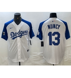 Men Los Angeles Dodgers 13 Max Muncy White Blue Vin Patch Cool Base Stitched Baseball Jersey Men Los Angeles Dodgers 13 Max Muncy White Blue Vin Patch Cool Base Stitched Baseball Jersey