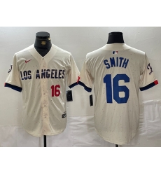 Men Los Angeles Dodgers 16 Will Smith Cream Stitched Baseball Jersey 5 Men Los Angeles Dodgers 16 Will Smith Cream Stitched Baseball Jersey 5