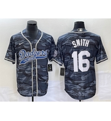 Men Los Angeles Dodgers 16 Will Smith Gray Camo Cool Base With Patch Stitched Baseball Jersey Men Los Angeles Dodgers 16 Will Smith Gray Camo Cool Base With Patch Stitched Baseball Jersey