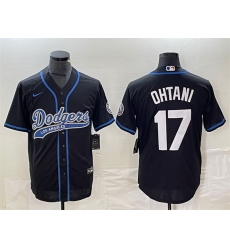 Men Los Angeles Dodgers 17 Shohei Ohtani Black Cool Base With Patch Stitched Baseball Jersey Men Los Angeles Dodgers 17 Shohei Ohtani Black Cool Base With Patch Stitched Baseball Jersey
