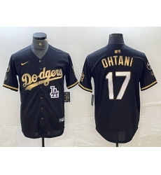 Men Los Angeles Dodgers 17 Shohei Ohtani Black Gold Stitched Cool Base Nike Jersey Men Los Angeles Dodgers 17 Shohei Ohtani Black Gold Stitched Cool Base Nike Jersey
