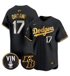 Men Los Angeles Dodgers 17 Shohei Ohtani Black Gold Vin 26 Kobe Patch Cool Base Stitched Baseball Jersey Men Los Angeles Dodgers 17 Shohei Ohtani Black Gold Vin 26 Kobe Patch Cool Base Stitched Baseball Jersey