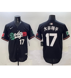Men Los Angeles Dodgers 17 Shohei Ohtani Black Mexico Flag Limited Stitched Baseball Jersey