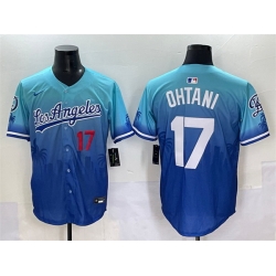 Men Los Angeles Dodgers 17 Shohei Ohtani Blue Limited Stitched Baseball Jersey