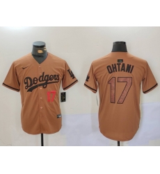Men Los Angeles Dodgers 17 Shohei Ohtani Brown Cool Base Stitched Baseball Jersey 002 Men Los Angeles Dodgers 17 Shohei Ohtani Brown Cool Base Stitched Baseball Jersey 002