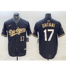 Men Los Angeles Dodgers 17 Shohei Ohtani Number Black Gold Stitched Cool Base Nike Jersey Men Los Angeles Dodgers 17 Shohei Ohtani Number Black Gold Stitched Cool Base Nike Jersey