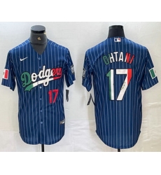 Men Los Angeles Dodgers 17 Shohei Ohtani Number Mexico Blue Pinstripe Cool Base Stitched Jersey Men Los Angeles Dodgers 17 Shohei Ohtani Number Mexico Blue Pinstripe Cool Base Stitched Jersey