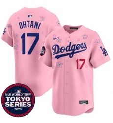 Men Los Angeles Dodgers 17 Shohei Ohtani Pink 2025 Tokyo Series Limited Stitched Baseball Jersey Men Los Angeles Dodgers 17 Shohei Ohtani Pink 2025 Tokyo Series Limited Stitched Baseball Jersey