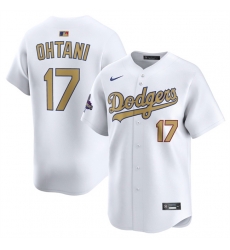 Men Los Angeles Dodgers 17 Shohei Ohtani White 2025 Gold Collection Limited Stitched Baseball Jersey Men Los Angeles Dodgers 17 Shohei Ohtani White 2025 Gold Collection Limited Stitched Baseball Jersey