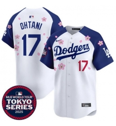 Men Los Angeles Dodgers 17 Shohei Ohtani White Royal 2025 Tokyo Series Limited Stitched Baseball Jersey Men Los Angeles Dodgers 17 Shohei Ohtani White Royal 2025 Tokyo Series Limited Stitched Baseball Jersey