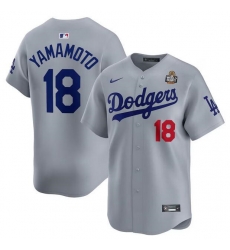 Men Los Angeles Dodgers 18 Yoshinobu Yamamot Grey 2024 World Series Alternate Limited Stitched Baseball Jersey Men Los Angeles Dodgers 18 Yoshinobu Yamamot Grey 2024 World Series Alternate Limited Stitched Baseball Jersey