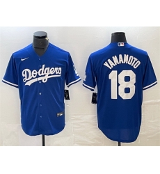 Men Los Angeles Dodgers 18 Yoshinobu Yamamoto Blue Cool Base Stitched Jersey Men Los Angeles Dodgers 18 Yoshinobu Yamamoto Blue Cool Base Stitched Jersey