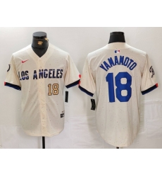 Men Los Angeles Dodgers 18 Yoshinobu Yamamoto Cream Stitched Baseball Jersey 2 Men Los Angeles Dodgers 18 Yoshinobu Yamamoto Cream Stitched Baseball Jersey 2