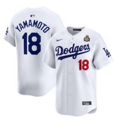 Men Los Angeles Dodgers 18 Yoshinobu Yamamoto White 2024 World Series Home Limited Stitched Baseball Jersey Men Los Angeles Dodgers 18 Yoshinobu Yamamoto White 2024 World Series Home Limited Stitched Baseball Jersey
