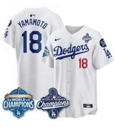 Men Los Angeles Dodgers 18 Yoshinobu Yamamoto White 2025 World Series Champions 26 Back to Back Champions With No 34 Patch Limited Stitched Baseball Jerse Men Los Angeles Dodgers 18 Yoshinobu Yamamoto White 2025 World Series Champions 26 Back to Back Champions With No 34 Patch Limited Stitched Baseball Jerse