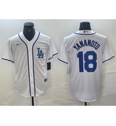 Men Los Angeles Dodgers 18 Yoshinobu Yamamoto White Cool Base Stitched Baseball Jersey Men Los Angeles Dodgers 18 Yoshinobu Yamamoto White Cool Base Stitched Baseball Jersey