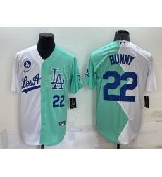 Men Los Angeles Dodgers 22 Bad Bunny 2022 All Star White Green Cool Base Stitched Baseball Jersey Men Los Angeles Dodgers 22 Bad Bunny 2022 All Star White Green Cool Base Stitched Baseball Jersey