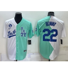 Men Los Angeles Dodgers 22 Bad Bunny 2022 All Star White Green Cool Base Stitched Baseball Jerseyss Men Los Angeles Dodgers 22 Bad Bunny 2022 All Star White Green Cool Base Stitched Baseball Jerseyss