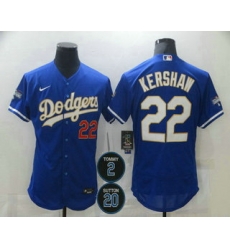 Men Los Angeles Dodgers 22 Clayton Kershaw Blue Gold 2 20 Patch Stitched MLB Flex Base Nike Jersey Men Los Angeles Dodgers 22 Clayton Kershaw Blue Gold 2 20 Patch Stitched MLB Flex Base Nike Jersey